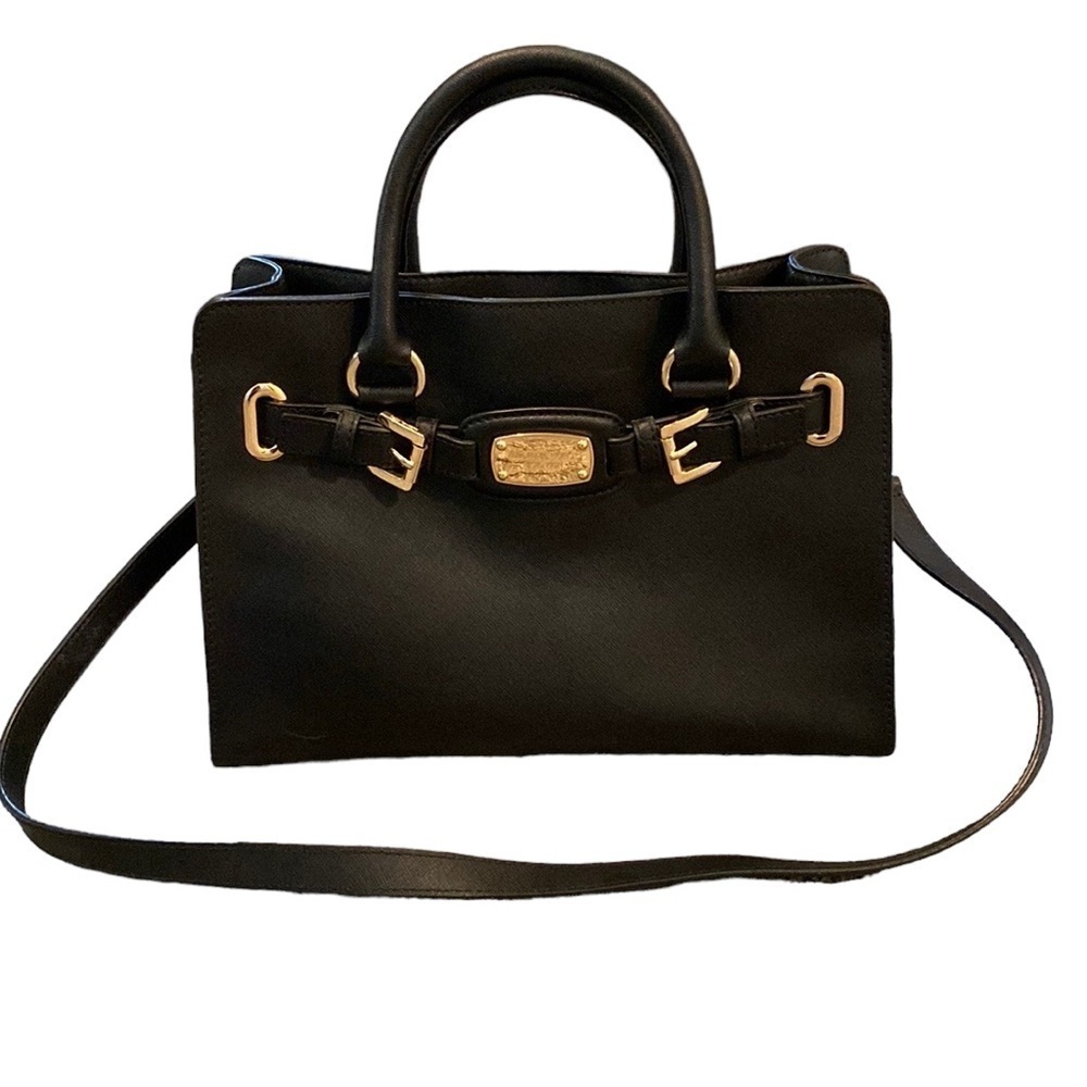 Michael Kors Black Hamilton Leather Satchel Handbag